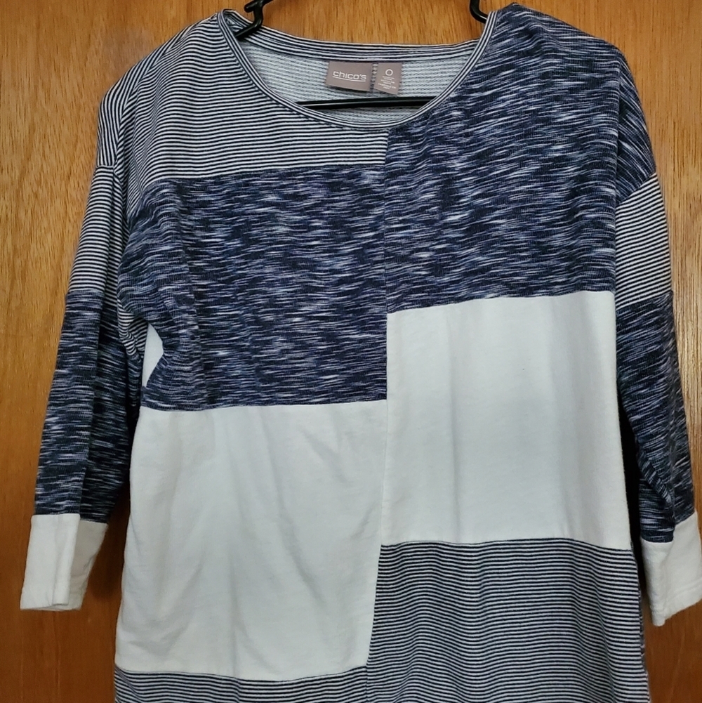 Chicos Blue and White Top